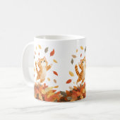 Playful Autumn Cat Mug Cute Gift コーヒーマグカップ (正面左)