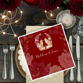 Playful Autumn Fox Wedding スタンダードカクテルナプキン