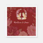 Playful Autumn Fox Wedding スタンダードカクテルナプキン (正面)