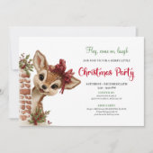 Playful baby reindeer editable Christmas invite 招待状 (正面)