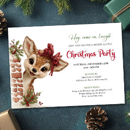 Playful baby reindeer editable Christmas invite 招待状