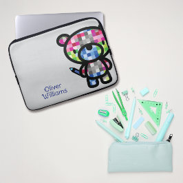 Playful Bear Kids Custom Name ラップトップスリーブ