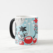 Playful Birds in Red and Blue Garden モーフィングマグカップ (正面左)