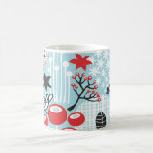 Playful Birds in Red and Blue Garden モーフィングマグカップ (中央)