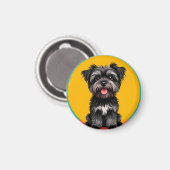 Playful Black And Gray Terrier Puppy Portrait マグネット (正面/裏面)