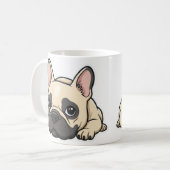 Playful Black and White Handwritten French Bulldog コーヒーマグカップ (正面左)
