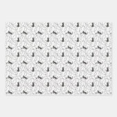 Playful Black Cat and Yarn Ball Pattern ラッピングペーパーシート (正面3)