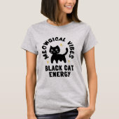 Playful Black Cat Energy, Sparkling Feline design Tシャツ (正面)