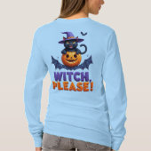 Playful Black Cat in Witch Hat Tシャツ (裏面)