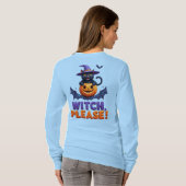 Playful Black Cat in Witch Hat Tシャツ (裏面フル)