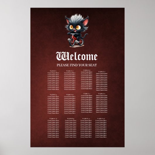 Playful Black Cat on Red Bicycle  ポスター (正面)