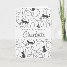Playful Black Cat Pattern Birthday