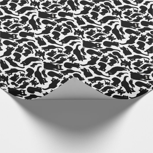 Playful Black Cat Silhouettes Whimsical ラッピングペーパー (角)