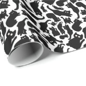 Playful Black Cat Silhouettes Whimsical ラッピングペーパー (ロールコーナー)