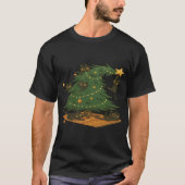 Playful Black Cats Wrecking Christmas Tree T-Shirt Tシャツ (正面)