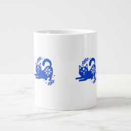 Playful Blue Cat Jumbo Coffee Mug – CozyBun ジャンボコーヒーマグカップ