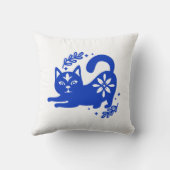 Playful Blue Cat Throw Pillow – CozyBun クッション (裏面)