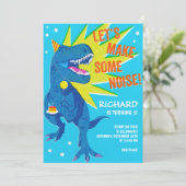 Playful blue dinosaur birthday  招待状 (スタンド正面)