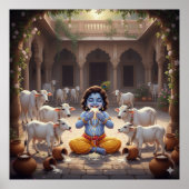 Playful Bright Bala Krishna Eating Butter ポスター (正面)