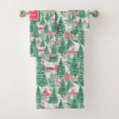 Playful bright pink green Christmas preppy towel バスタオルセット (インサイチュ)