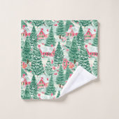 Playful bright pink green Christmas preppy towel バスタオルセット (ウォッシュタオル)