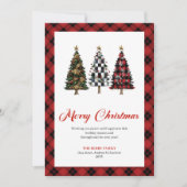 Playful Buffalo Plaid Christmas Tree Festive Card シーズンカード (正面)