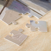 Playful Bull Terrier Dog Guarding Christmas ジグソーパズル (側面)