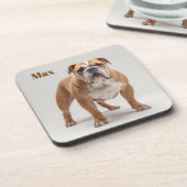 Playful Bulldog Personalized Beverage Coaster Set コースター (左側)