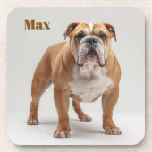Playful Bulldog Personalized Beverage Coaster Set コースター (正面)