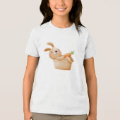 Playful Bunny in Flower Pot with Carrot トライブレンドＴシャツ (正面)