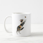 Playful Calico Cat and Butterfly Watercolor Mug コーヒーマグカップ (左)