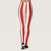 Playful Candy Cane Red Stripes Christmas レギンス (裏面)