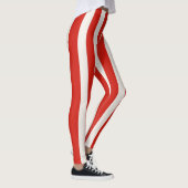 Playful Candy Cane Red Stripes Christmas レギンス (右)