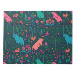 Playful Capybara in the Forest – Tropical Seamless ノートパッド