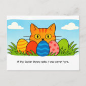 Playful Cartoon Cat Hiding Behind Easter Eggs ポストカード (正面)