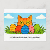 Playful Cartoon Cat Hiding Behind Easter Eggs ポストカード (正面)