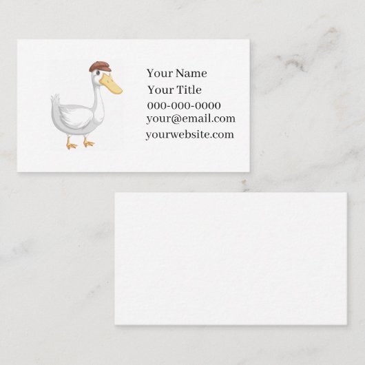 Playful Cartoon Duck with Brown Hat 名刺 (正面/裏面)