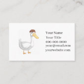 Playful Cartoon Duck with Brown Hat 名刺 (正面)