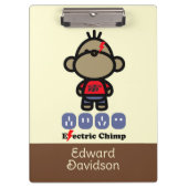Playful Cartoon Electric Monkey Custom Name クリップボード (正面)