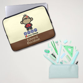 Playful Cartoon Electric Monkey Custom Name ラップトップスリーブ