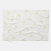 Playful Cat and Yarn Ball Pattern Light Beige キッチンタオル (横)
