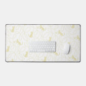 Playful Cat and Yarn Ball Pattern Light Beige デスクマット (キーボード&マウス)