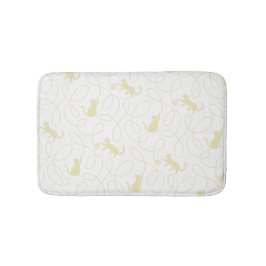 Playful Cat and Yarn Ball Pattern Light Beige バスマット