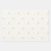 Playful Cat and Yarn Ball Pattern Light Beige ラッピングペーパーシート (正面2)