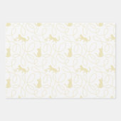 Playful Cat and Yarn Ball Pattern Light Beige ラッピングペーパーシート (正面)