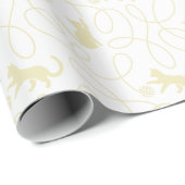 Playful Cat and Yarn Ball Pattern Light Beige ラッピングペーパー (ロールコーナー)
