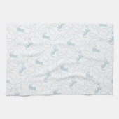 Playful Cat and Yarn Ball Pattern Light Blue キッチンタオル (横)
