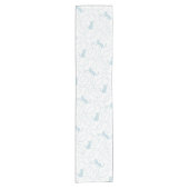 Playful Cat and Yarn Ball Pattern Light Blue ショートテーブルランナー (正面)