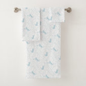 Playful Cat and Yarn Ball Pattern Light Blue バスタオルセット (インサイチュ)