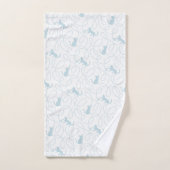Playful Cat and Yarn Ball Pattern Light Blue バスタオルセット (ハンドタオル)
